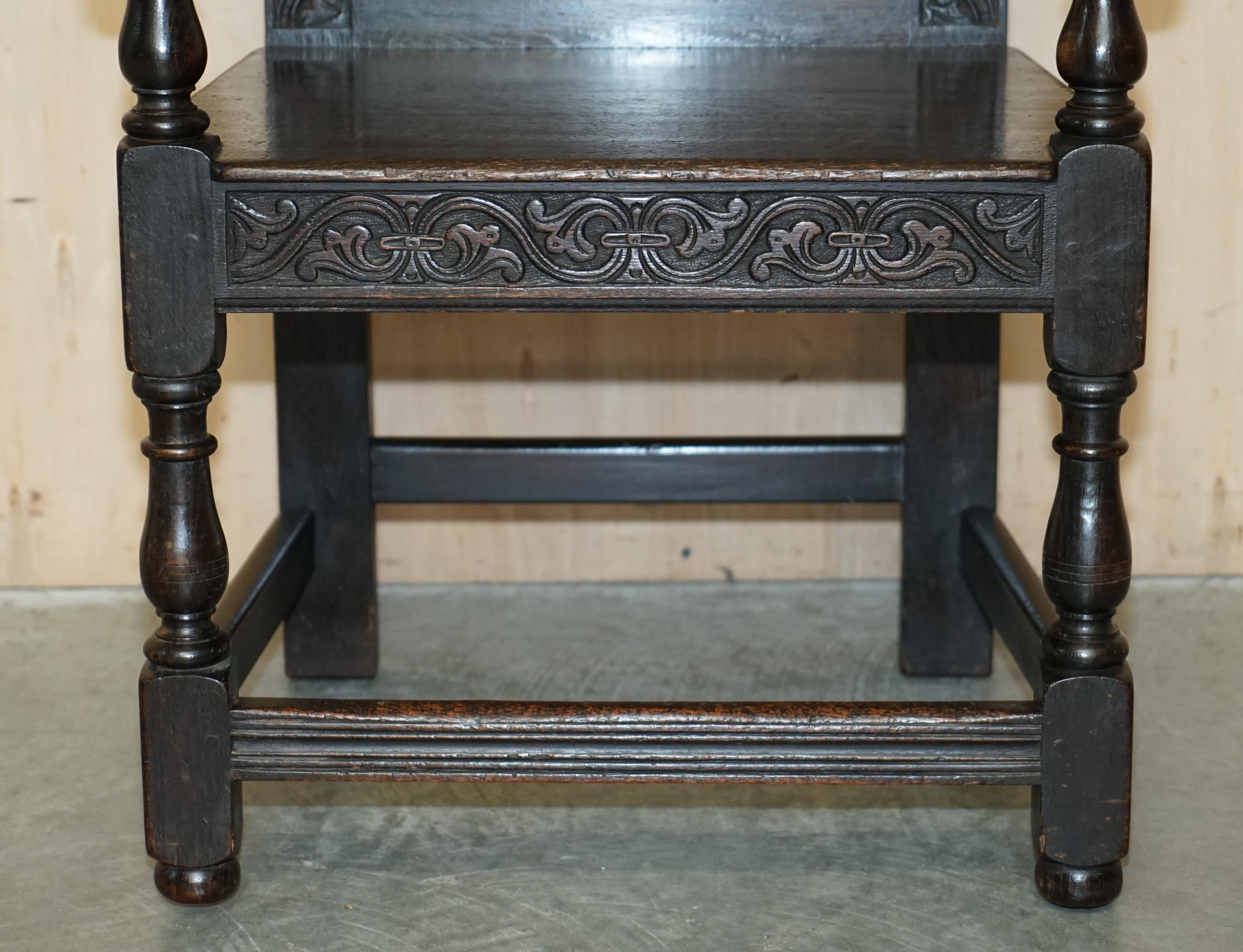 Antique Exceptionally Rare 1686 Dated Wainscot Armchair Northern England Oak For Sale 6