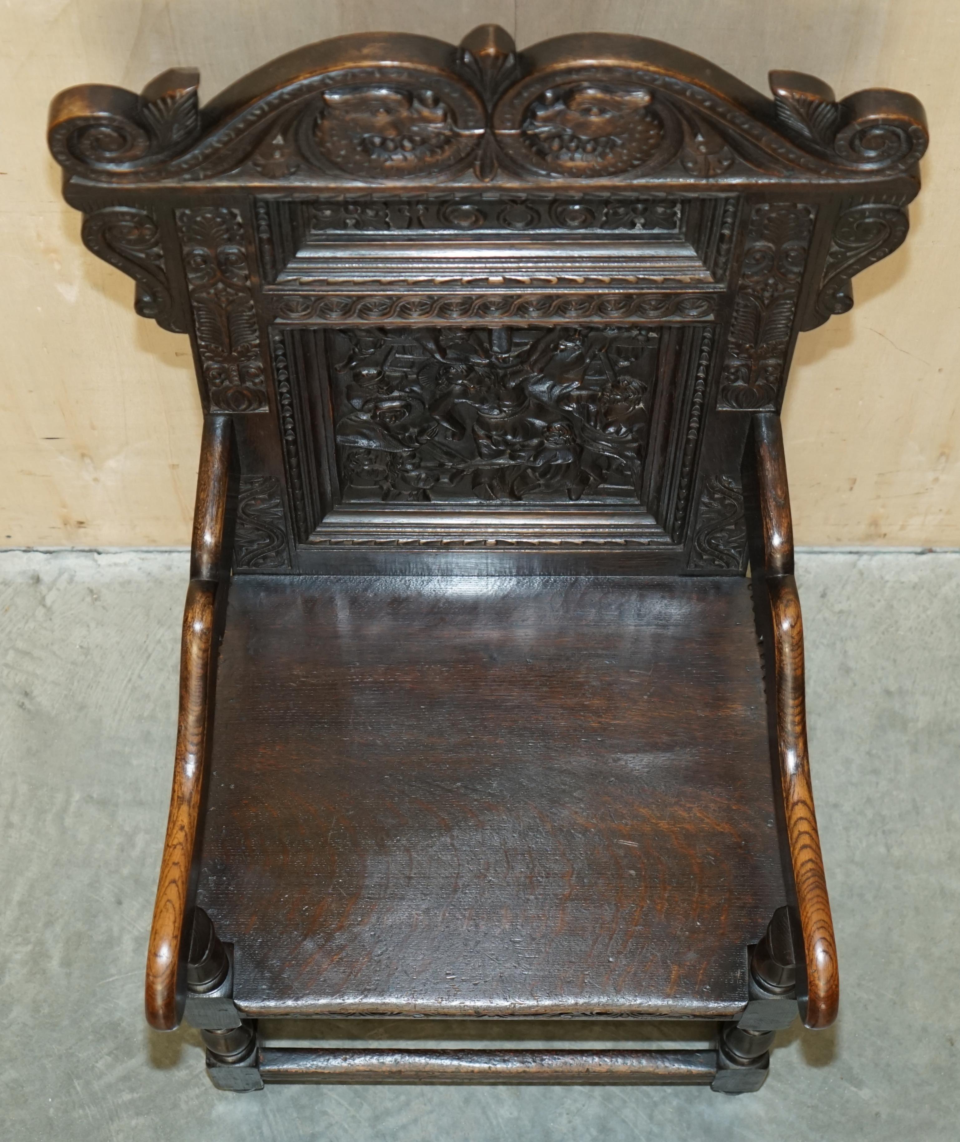 Antique Exceptionally Rare 1686 Dated Wainscot Armchair Northern England Oak For Sale 9