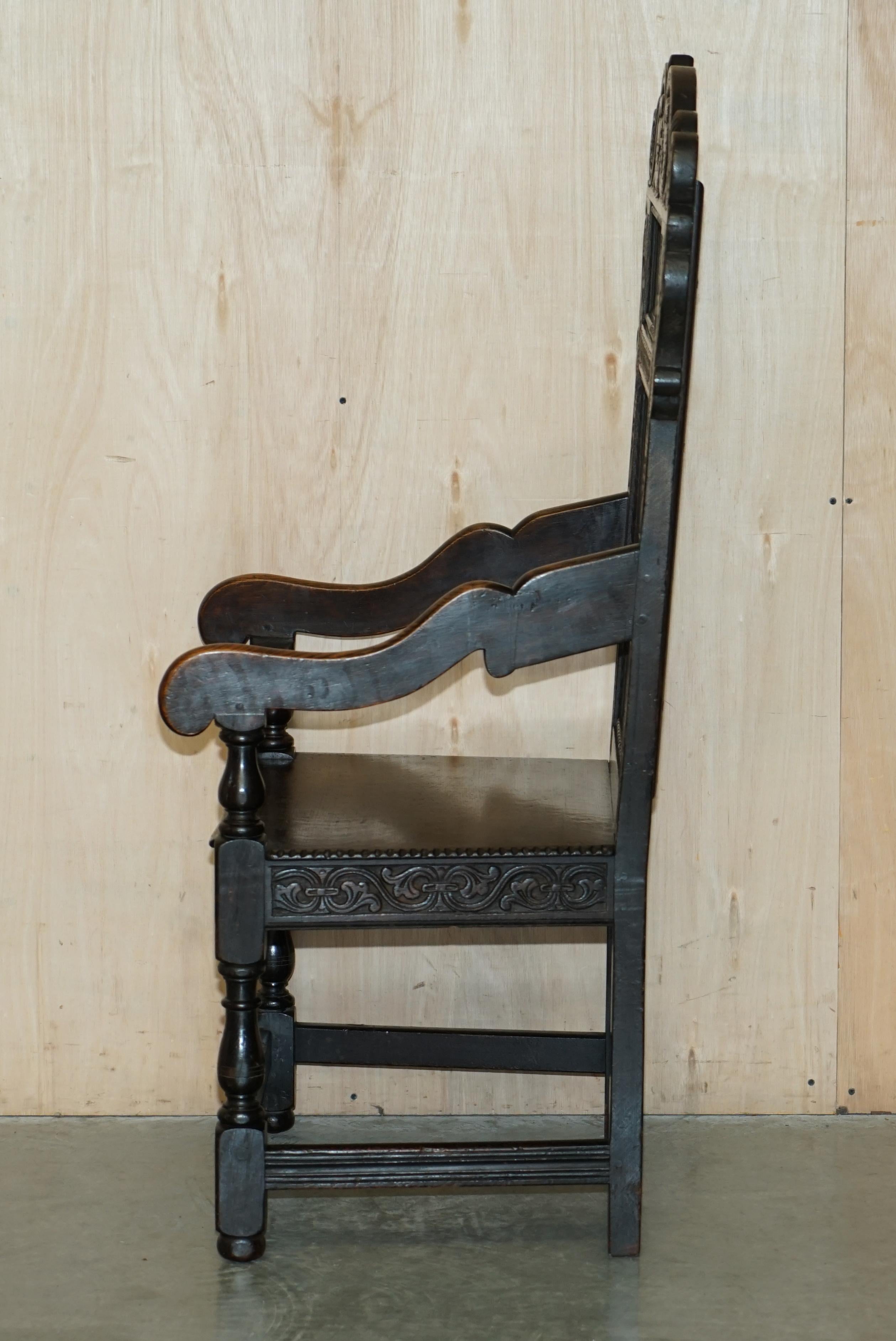 Antiker, außergewöhnlich seltener, 1686 datierter Wainscot-Sessel aus Eiche aus Nordengland im Angebot 12