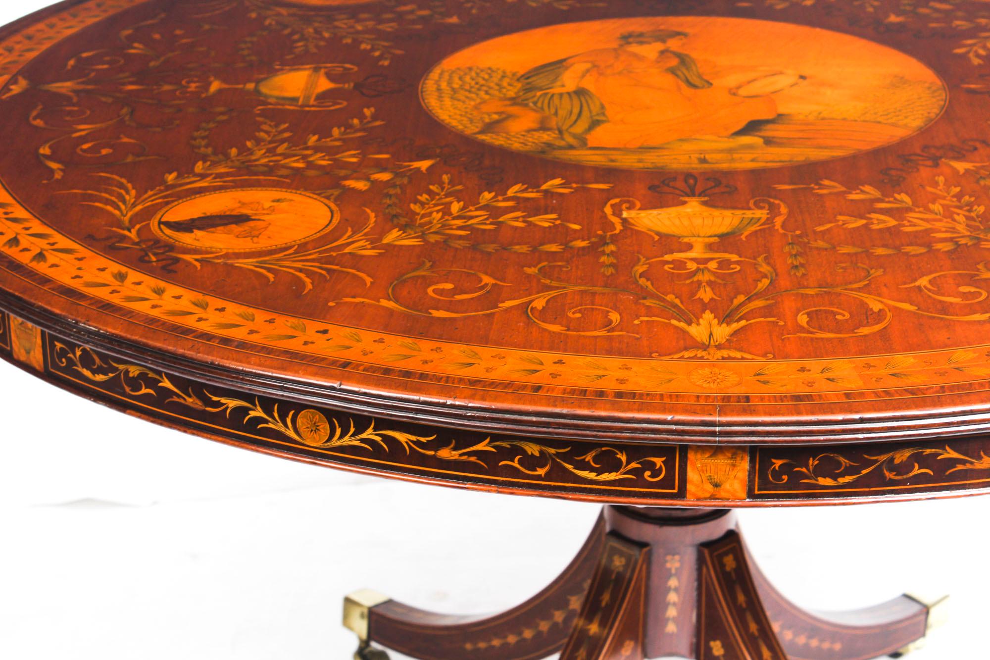 Victorian Antique Exhibition Quality English Mahogany Marquetry Centre Table, 19th Century