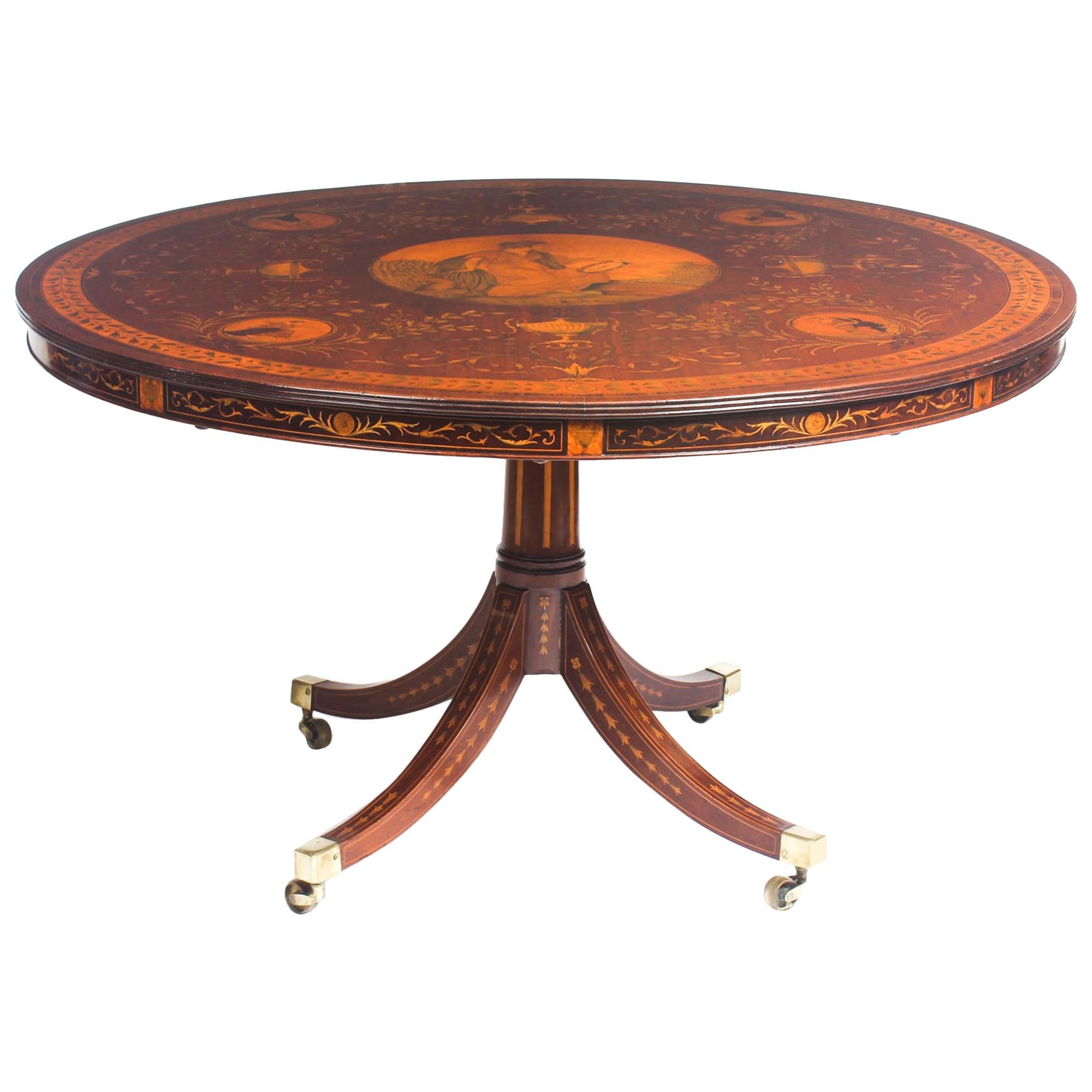 Antique Exhibition Quality English Mahogany Marquetry Centre Table, 19th Century