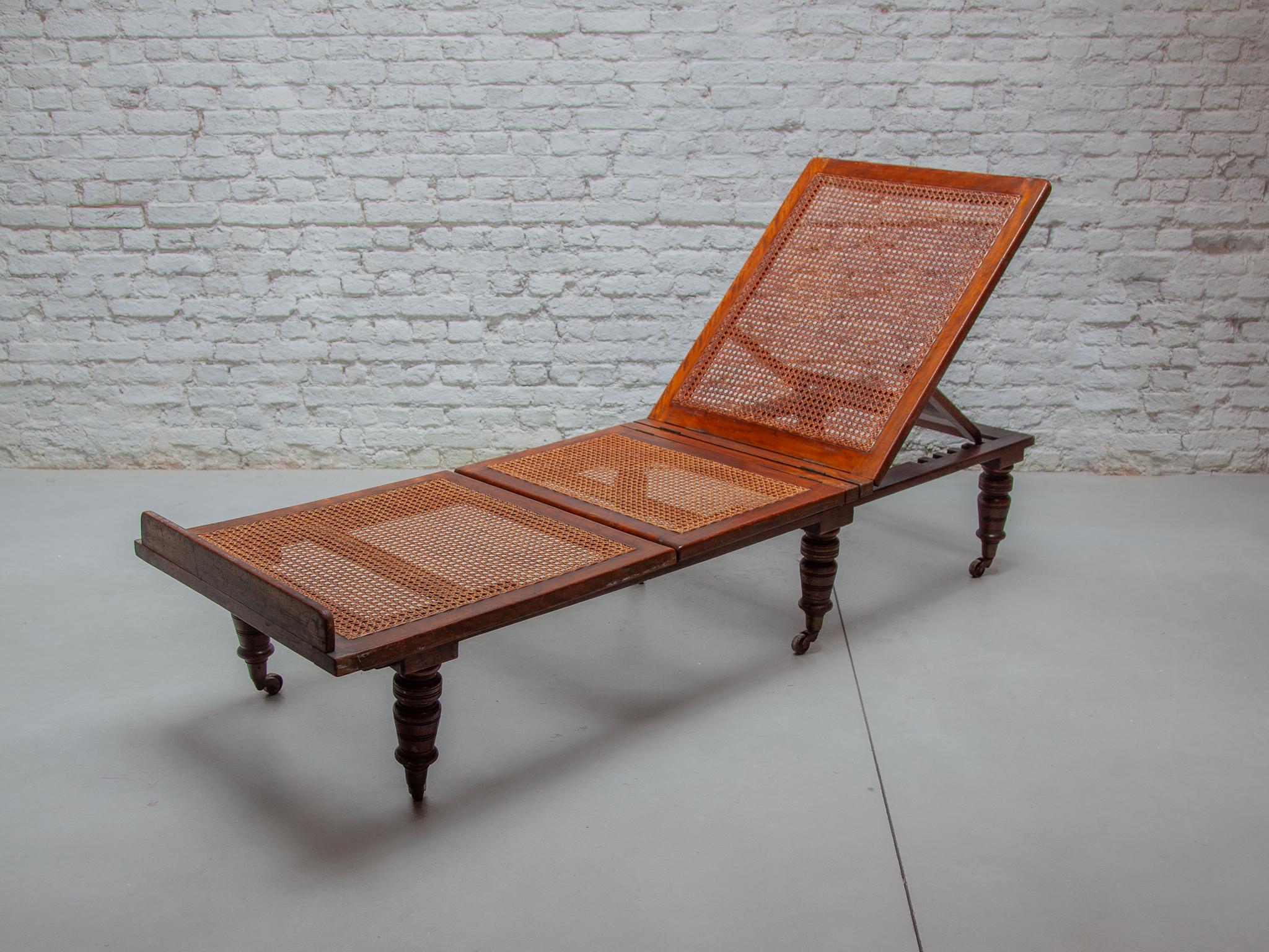 Late 19th Century Antique Exotic Folding & Adjustable Daybed 