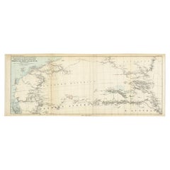 Antique Exploration Map of Australia from Sharks Bay to Alice Springs, 1876