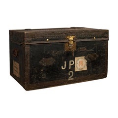 Antique Explorer's Portmanteau, English, Canvas, Travel, Trunk, Chest, Victorian