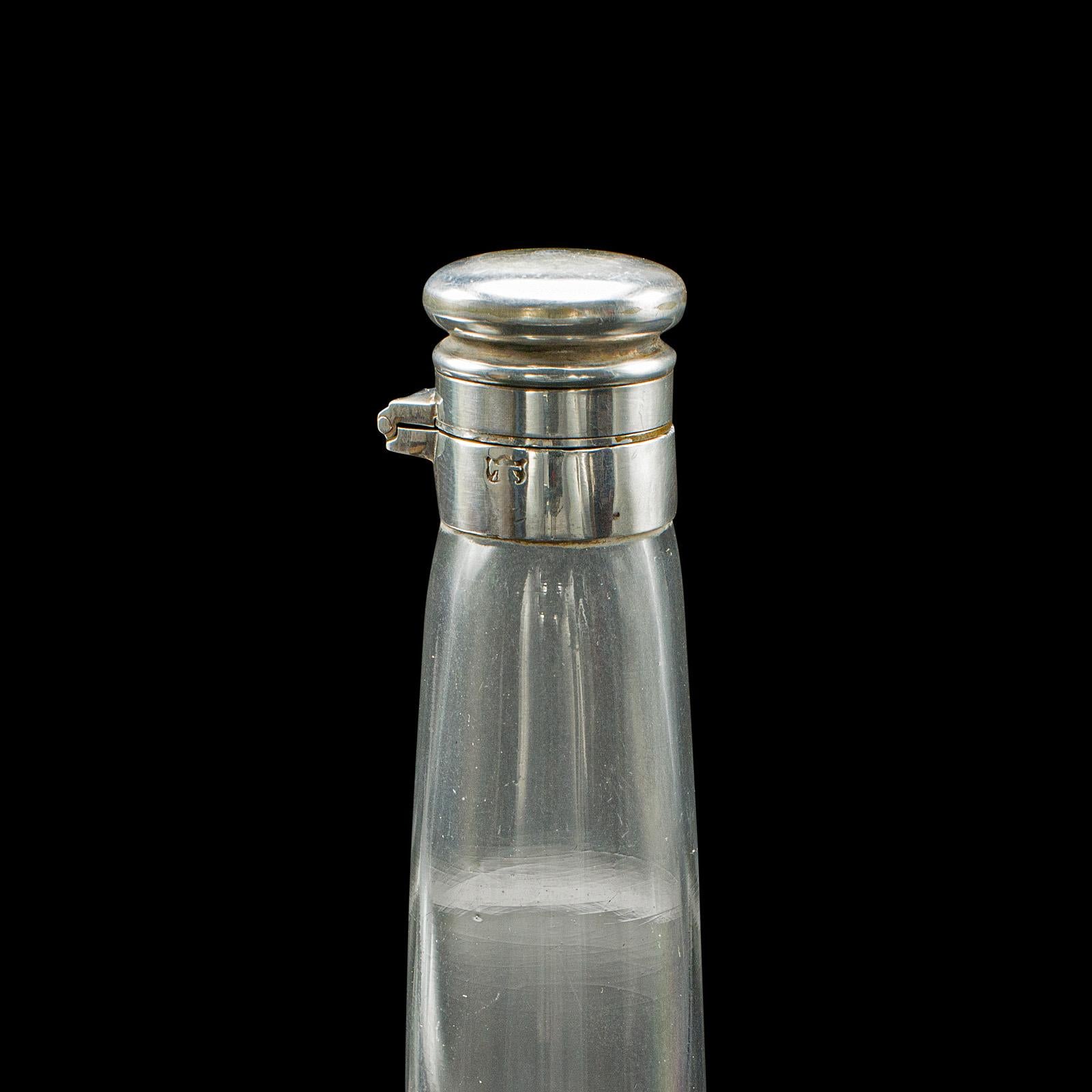 Antique Explorer's Saddle Flask, English, Glass Bottle, Leather Case, Edwardian For Sale 1