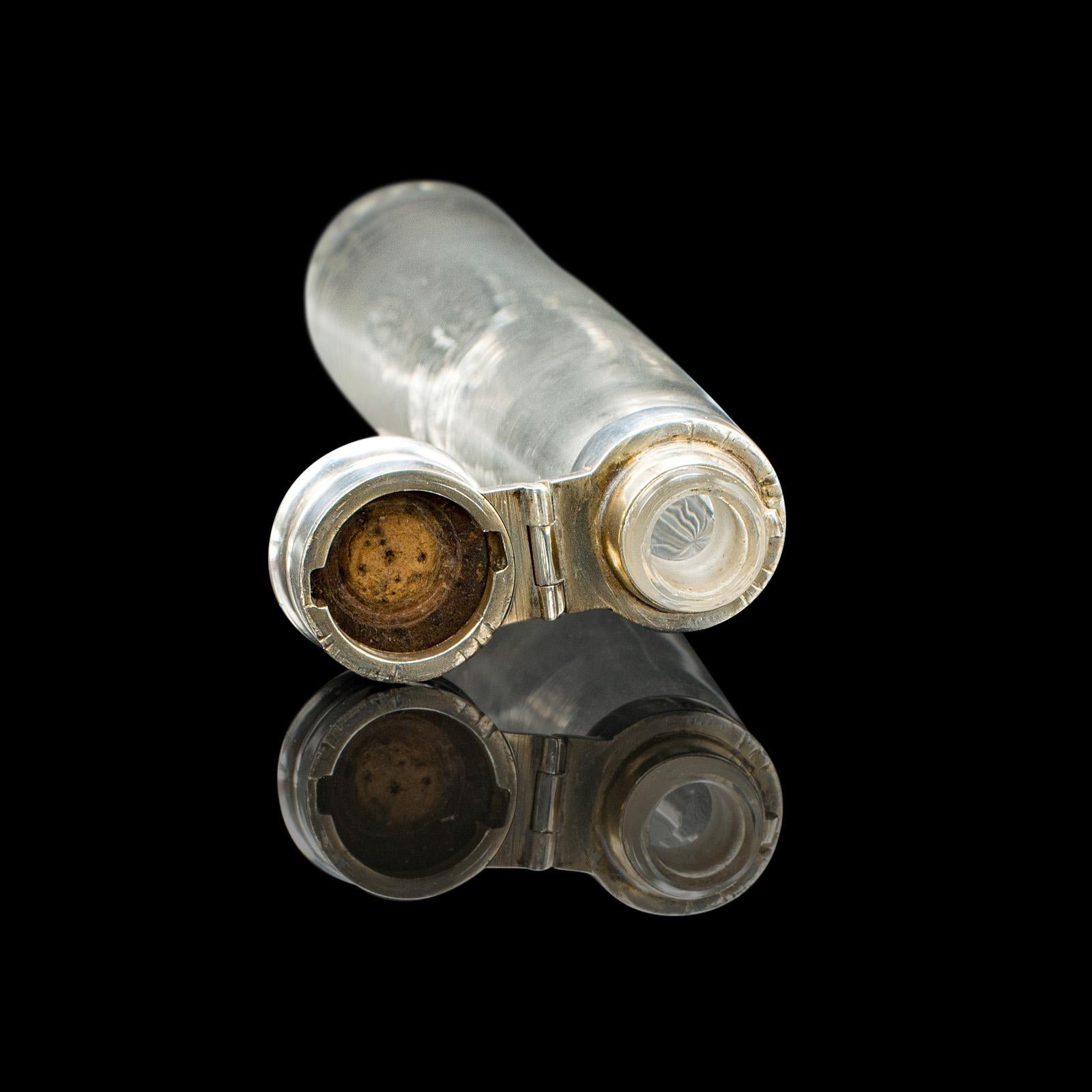 Antique Explorer's Saddle Flask, English, Glass Bottle, Leather Case, Edwardian For Sale 2