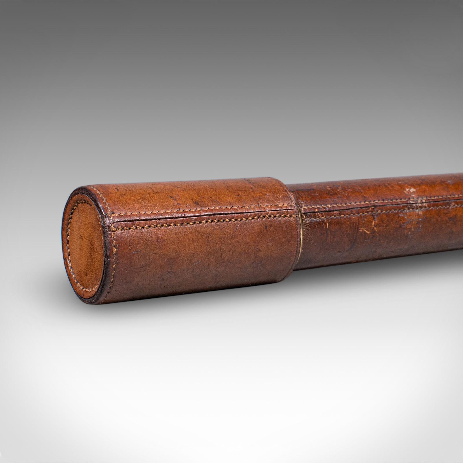Antico telescopio da esploratore, inglese, cannocchiale con rivestimento in pelle, edoardiano, 1910 in vendita 1