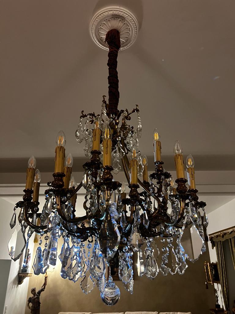 Bronze Antique Exquisite 20 lights Baccarat Crystal Chandalier  For Sale