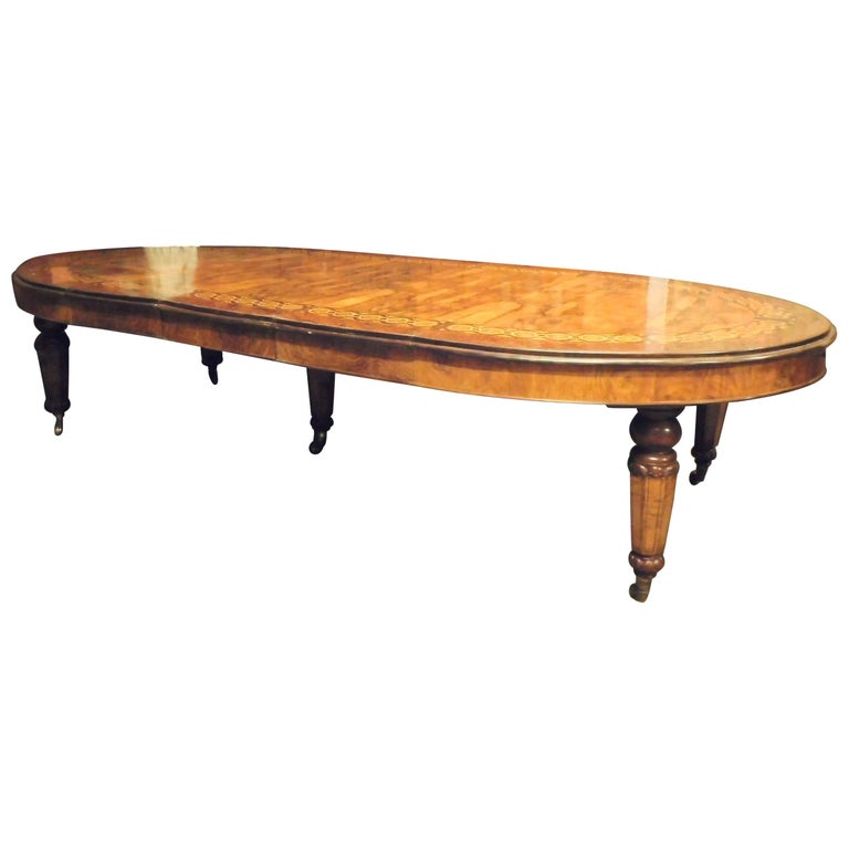 Antique Extendable Inlaid Wood Dining Table Glossy Wick Brown 1800 English At 1stdibs