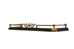 Antique Extendable Painted Brass Fireplace Fender with Regency-Style Motif