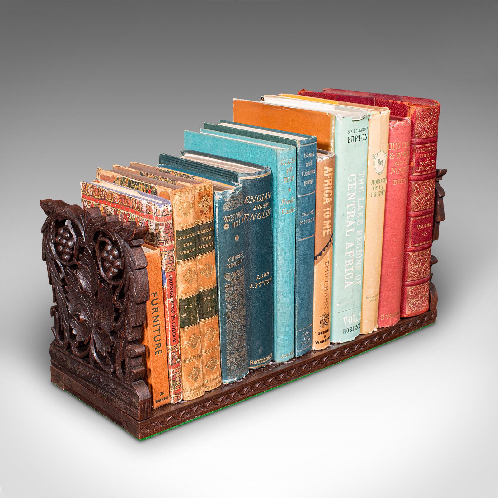 Antique Extending Book Slide, Anglo Indian, Carved Teak, Novel Rest, Victorian For Sale 5