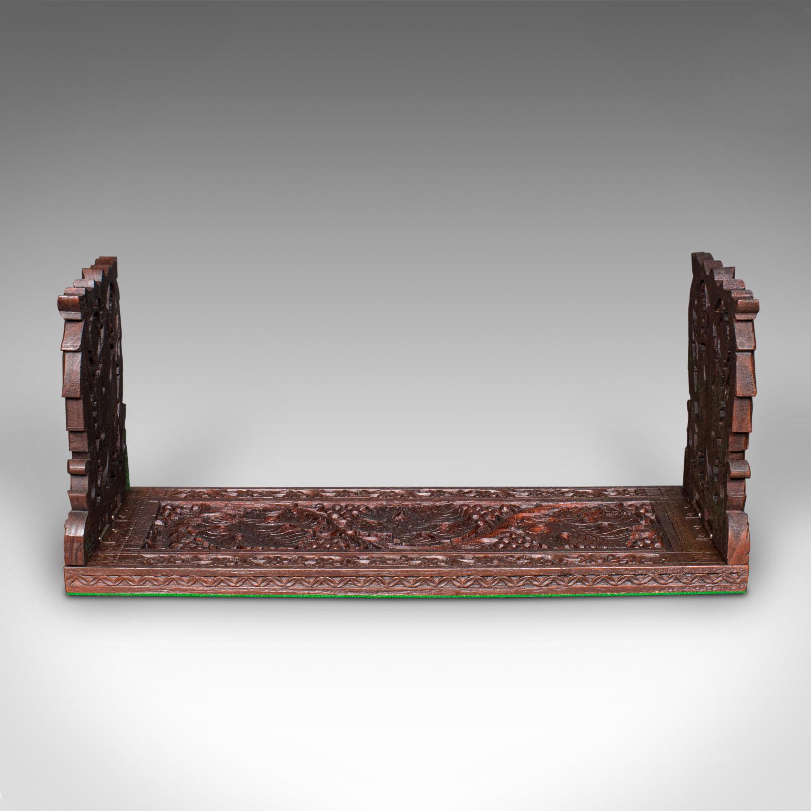 Late Victorian Antique Extending Book Slide, Anglo Indian, Carved Teak, Novel Rest, Victorian For Sale