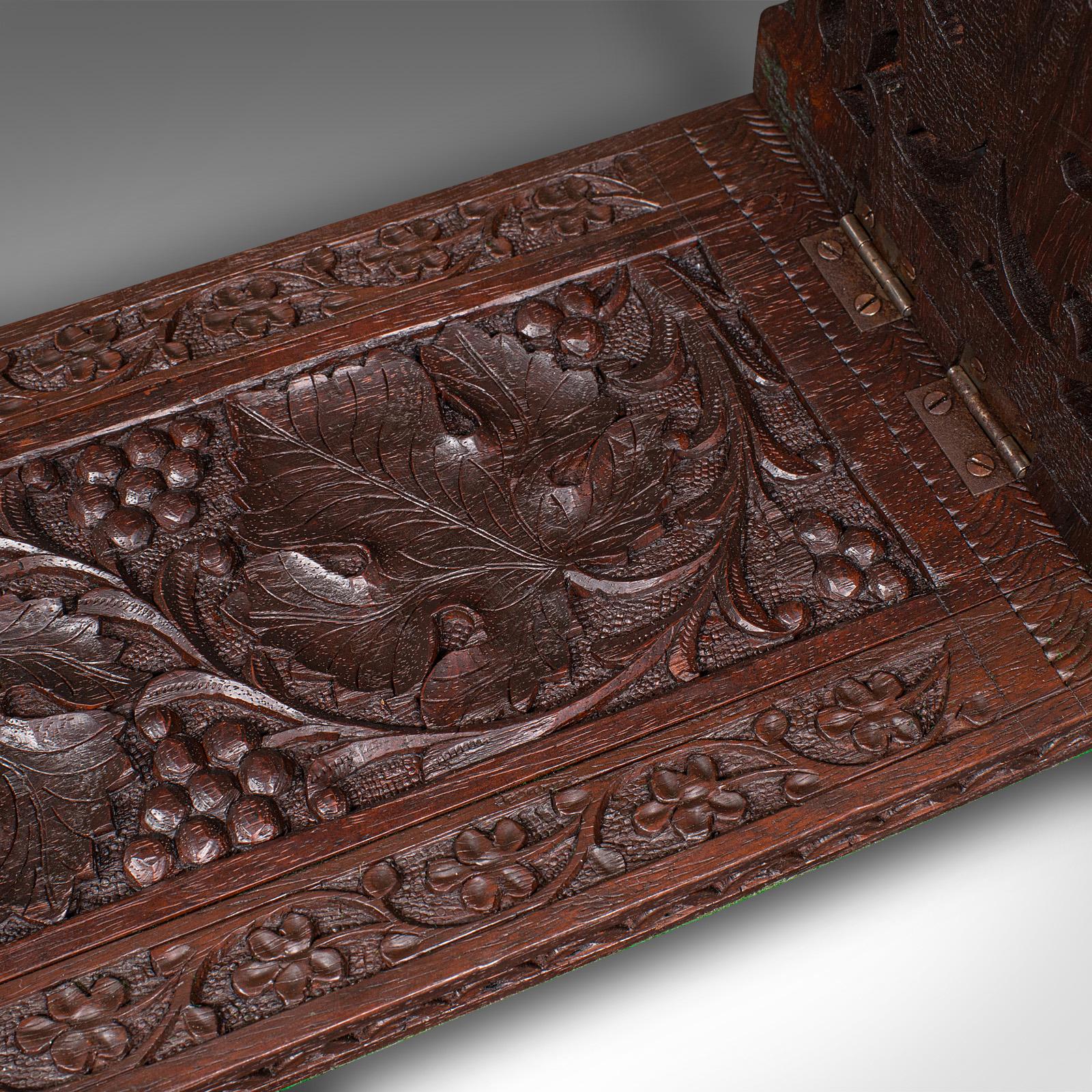 Antique Extending Book Slide, Anglo Indian, Carved Teak, Novel Rest, Victorian For Sale 3