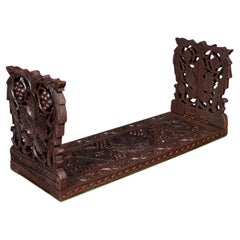 Antique Extending Book Slide, Anglo Indian, Carved Teak, Novel Rest, Victorian
