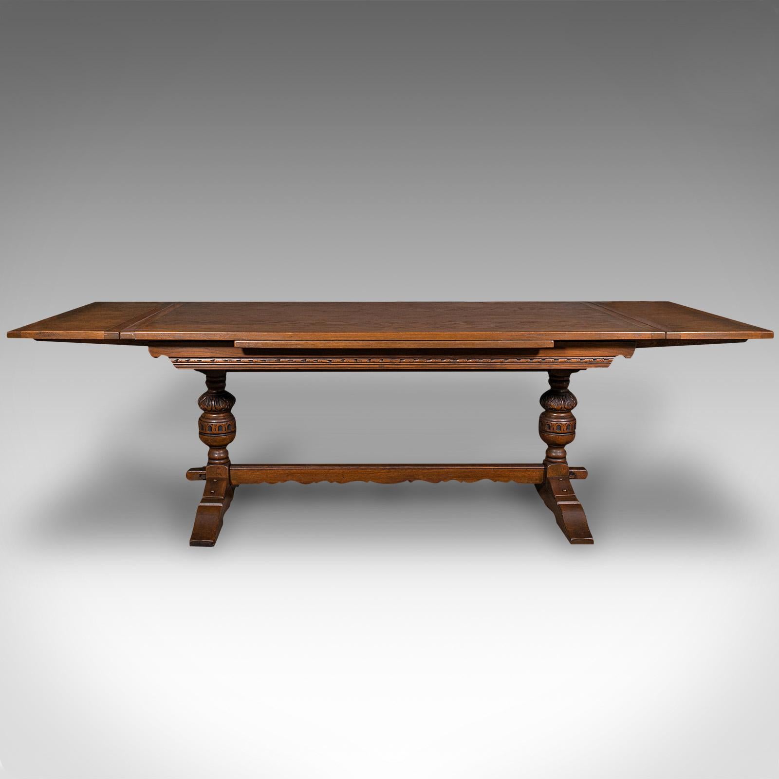 Antique Extending Dining Table, English, Oak, 6-8 Seat, Country House, Edwardian In Good Condition In Hele, Devon, GB