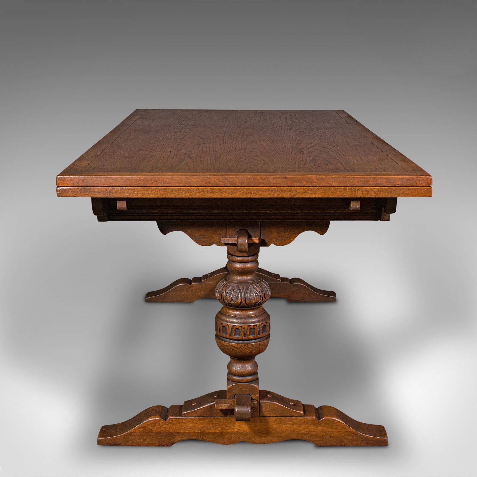 20th Century Antique Extending Dining Table, English, Oak, 6-8 Seat, Country House, Edwardian