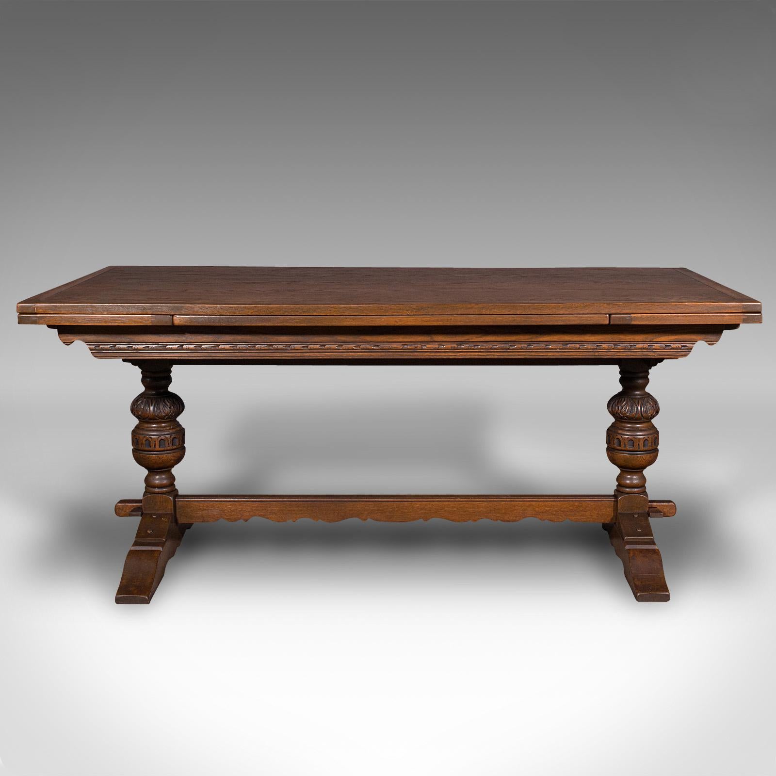 Antique Extending Dining Table, English, Oak, 6-8 Seat, Country House, Edwardian 2