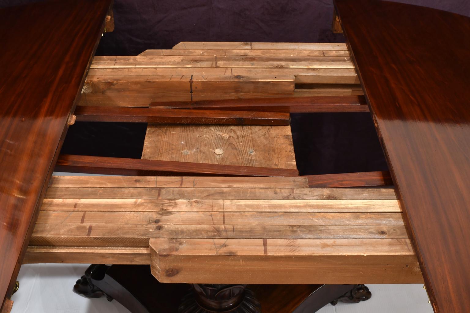 Antique Extension Center Pedestal Dining Table, Opens from 4' Round to 14' long 5