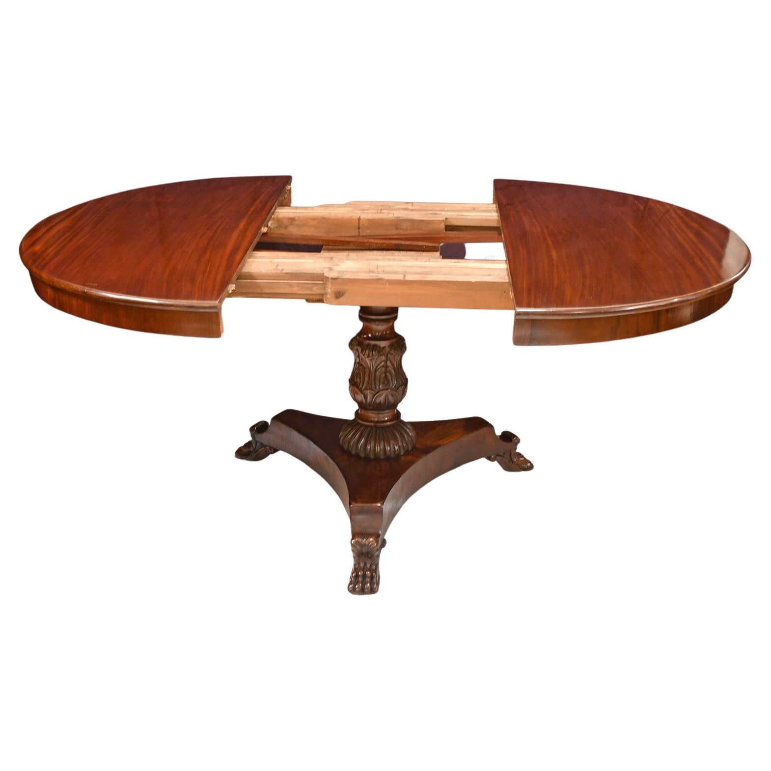 Antique Extension Center Pedestal Dining Table, Opens from 4' Round to 14' long 6
