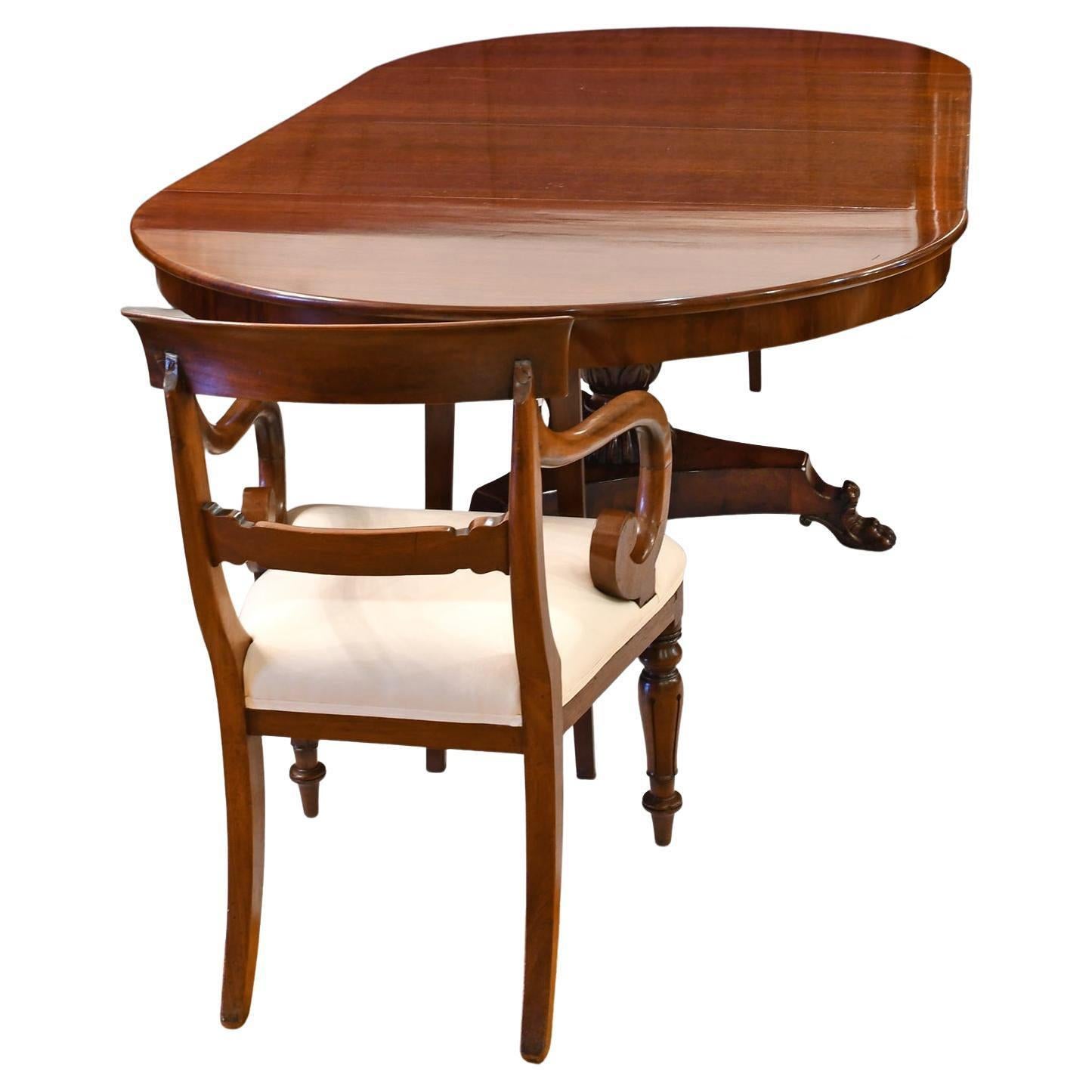 Antique Extension Center Pedestal Dining Table, Opens from 4' Round to 14' long 1