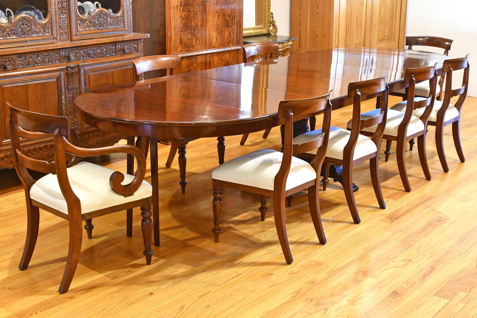Antique Extension Center Pedestal Dining Table, Opens from 4' Round to 14' long 2
