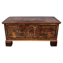 Ancienne commode ou malle Adriatic Dowry peinte à la main