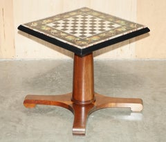 ANTIQUE EXTRA LARGE PIETRA DURA MARBLE INLAiD CHESSBOARD TABLE LATER CHERRY BASE
