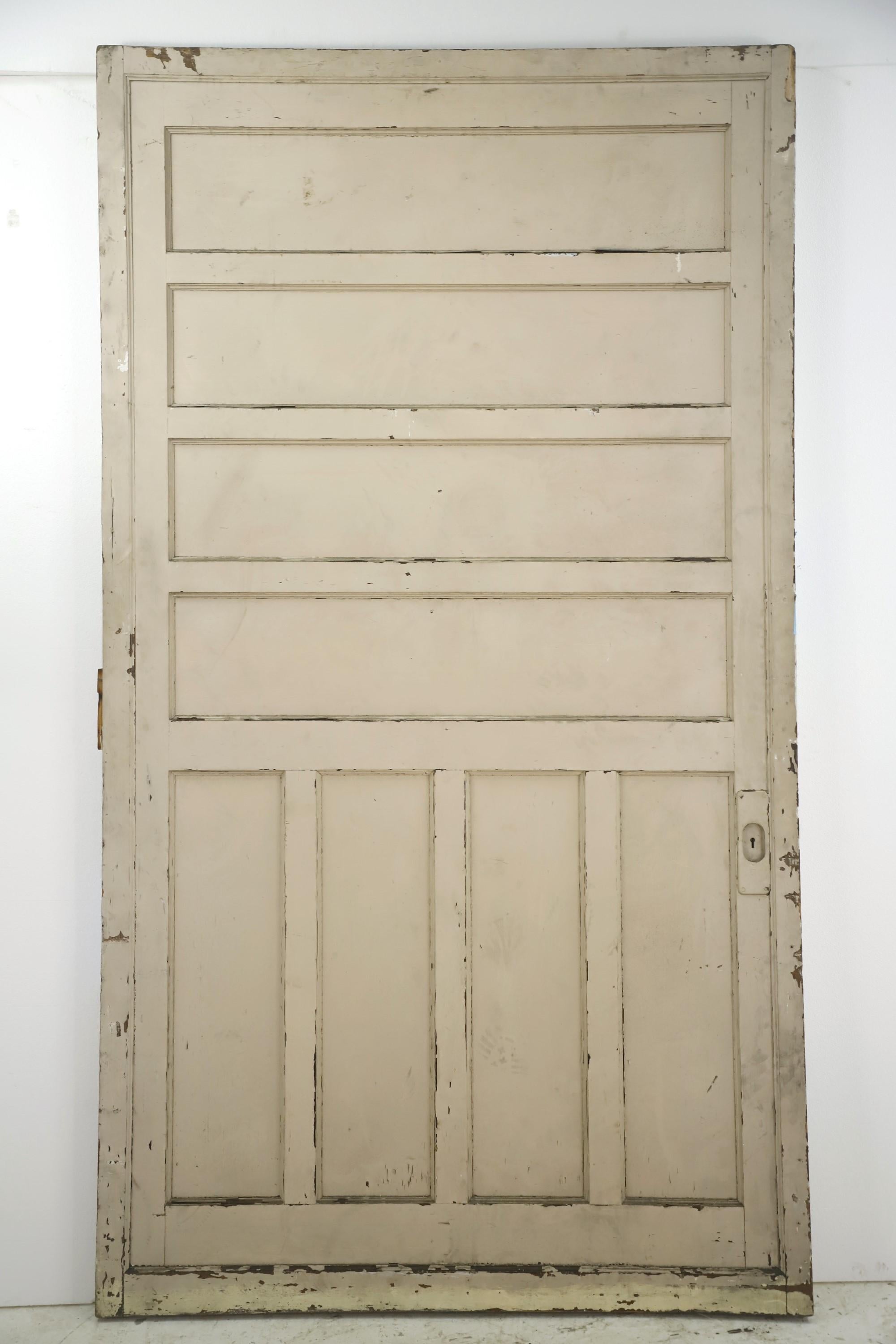 20th Century Antique Extra Wide Pine Pocket Door 8 Panels