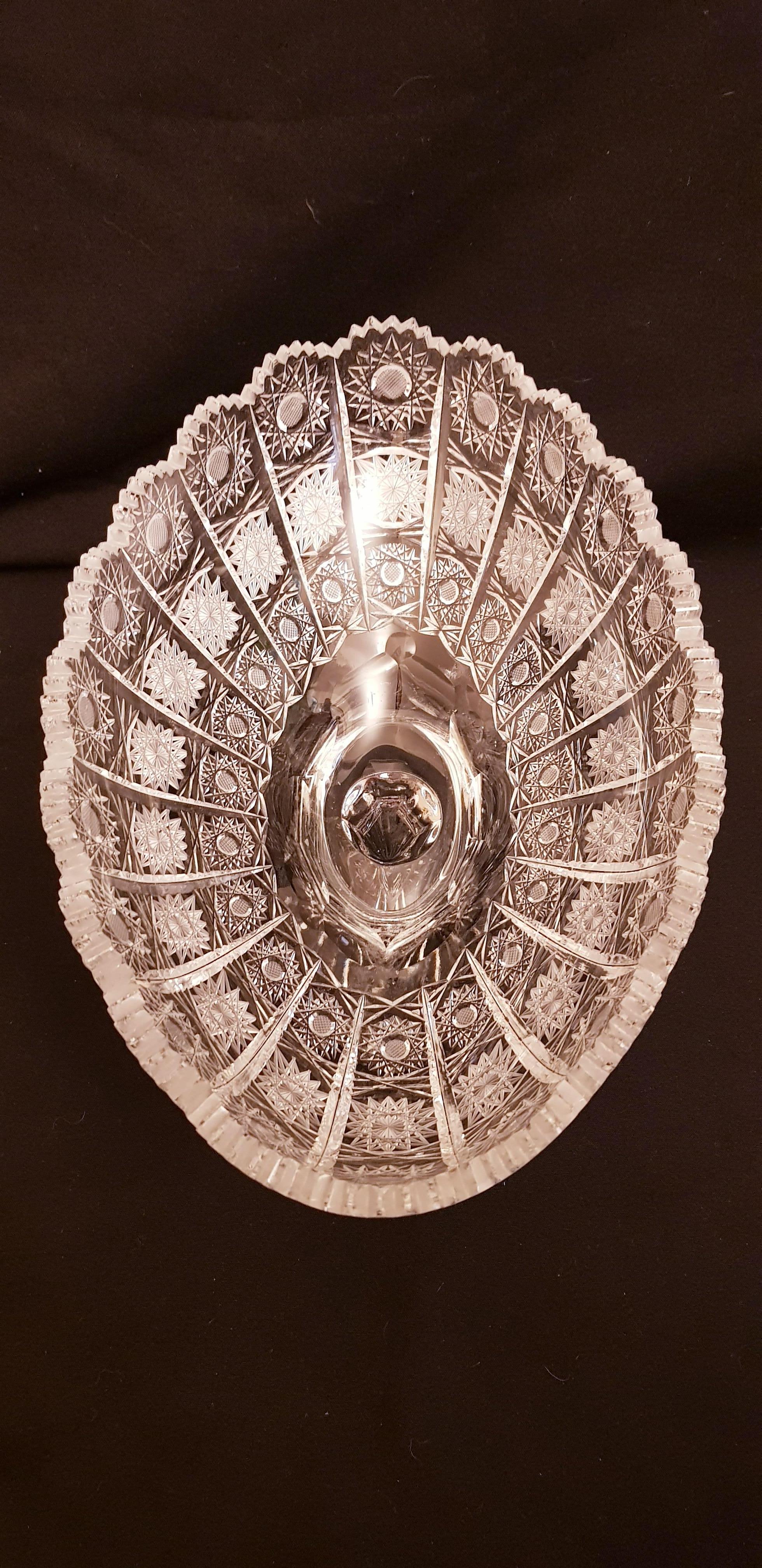 Art Deco Antique Extralarge American Brilliant Cut Crystal Bowl For Sale