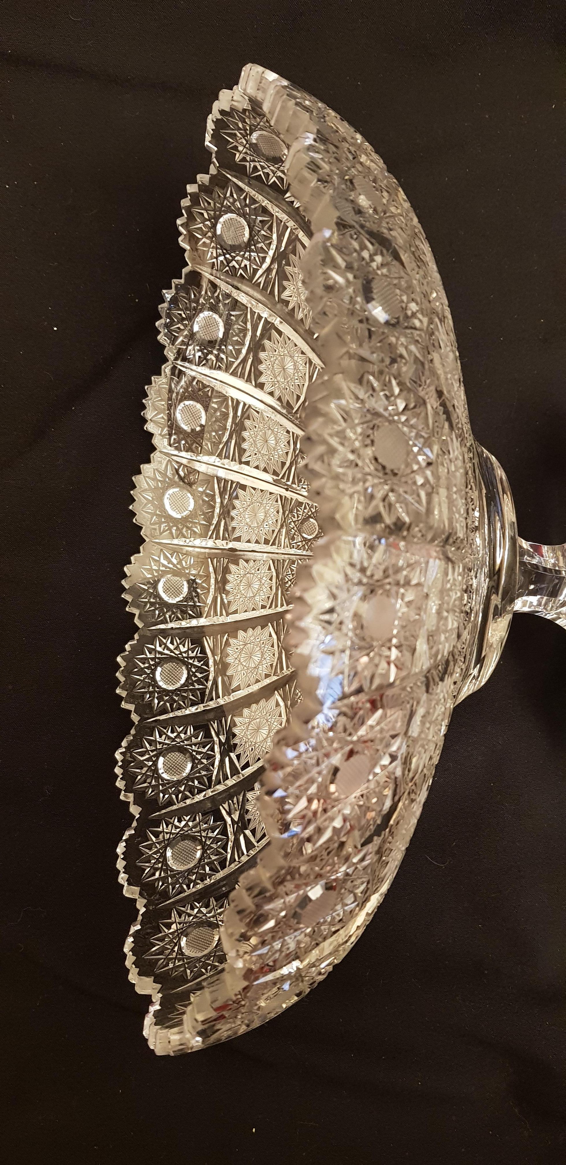 Antique Extralarge American Brilliant Cut Crystal Bowl For Sale 2