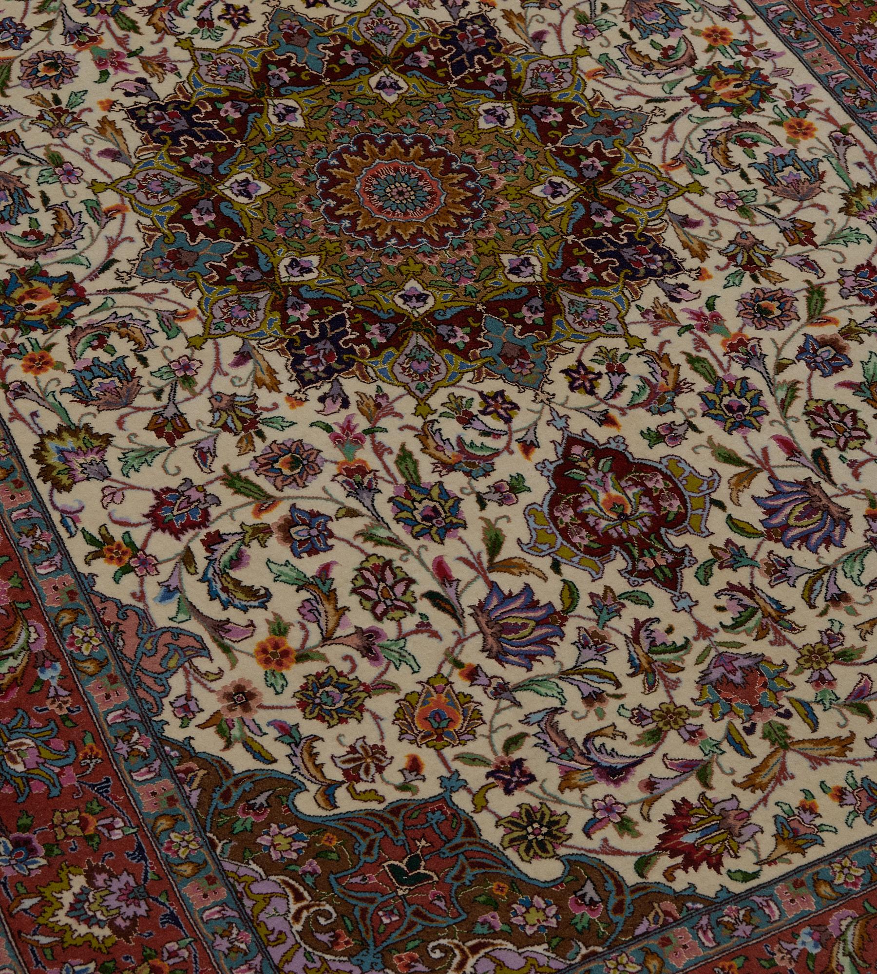 20th Century Antique Extremely Fine Wool and Silk Tabriz Rug For Sale