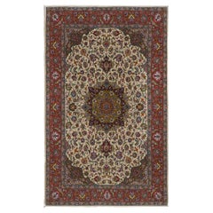 Vintage Extremely Fine Wool and Silk Tabriz Rug