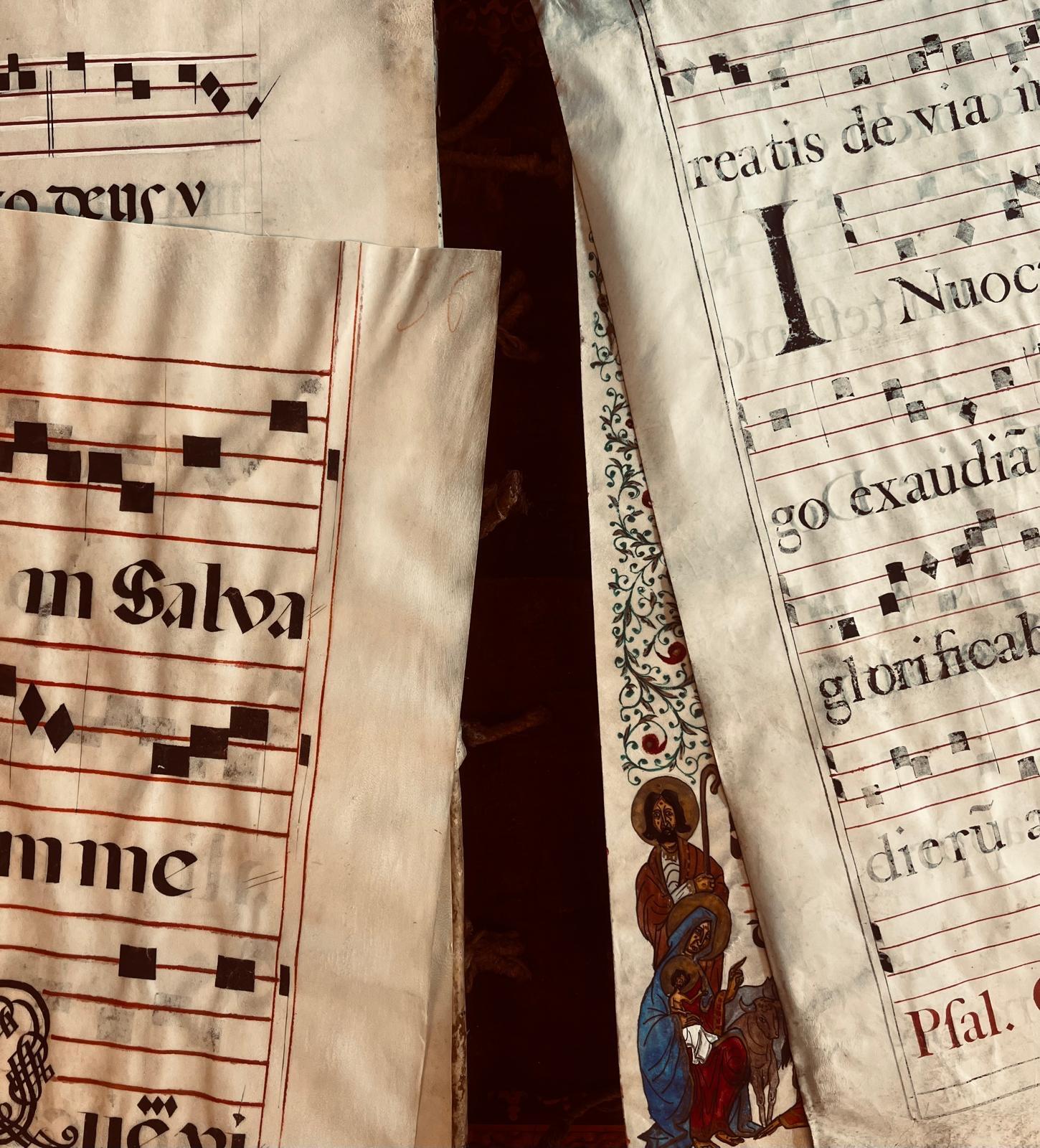 Reliure ancienne extrêmement rare d'un grand livre d'abbaye antiphonique du 13e siècle en vente 2