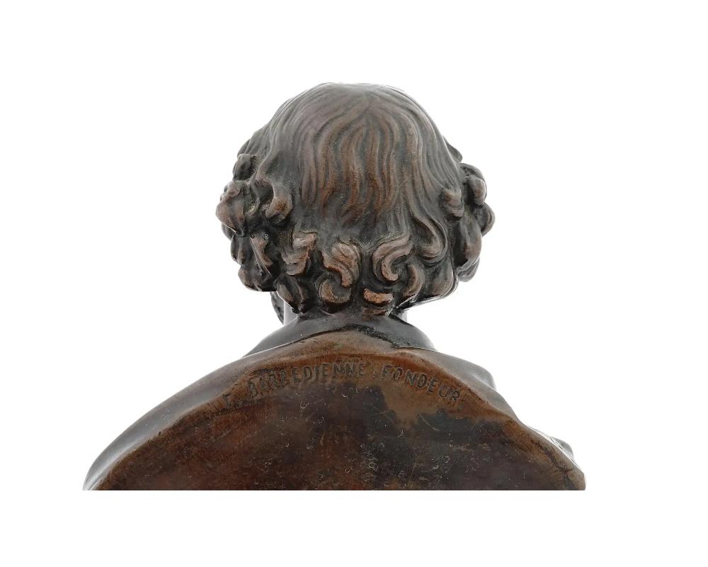 Antique F Barbedienne Bronze Bust of Shakespeare 5
