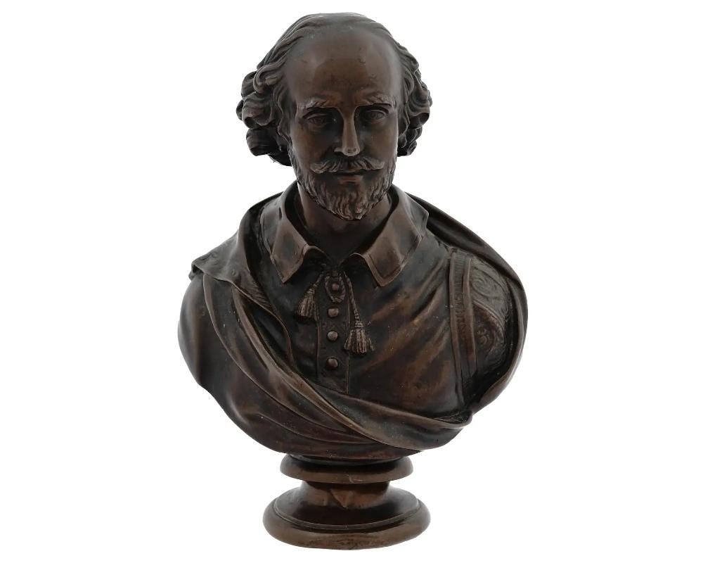 French Antique F Barbedienne Bronze Bust of Shakespeare