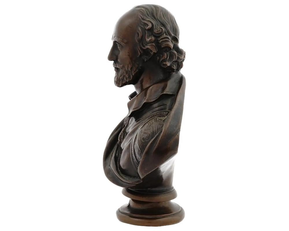 Antique F Barbedienne Bronze Bust of Shakespeare In Good Condition In Long Island City, NY