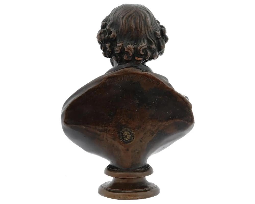 19th Century Antique F Barbedienne Bronze Bust of Shakespeare