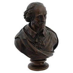 Antique F Barbedienne Bronze Bust of Shakespeare
