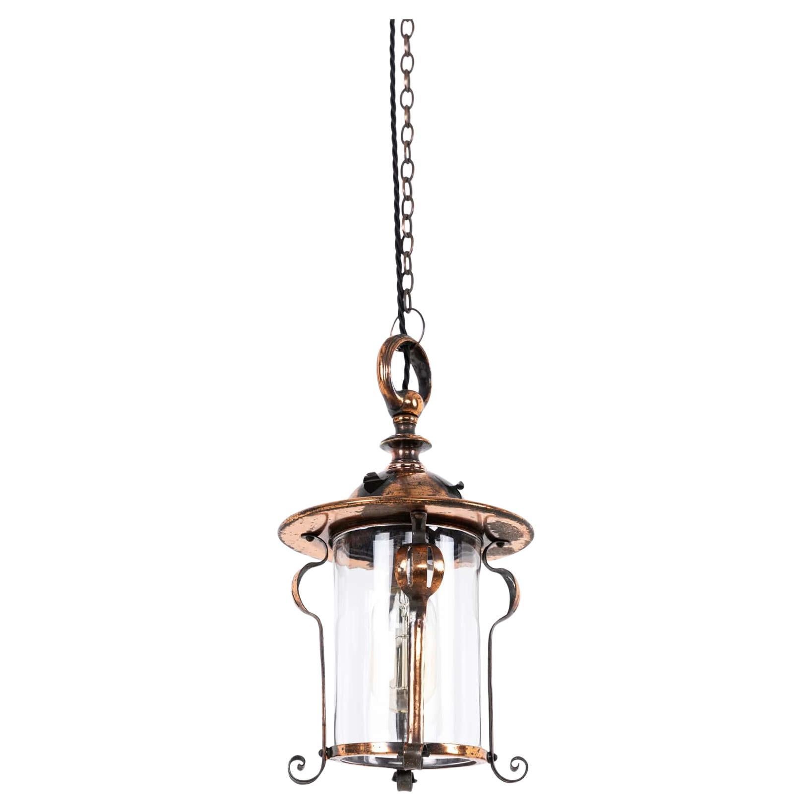 Antique F & C Osler Glazed Copper Porch Lantern Light Lamp. C.1910 For Sale