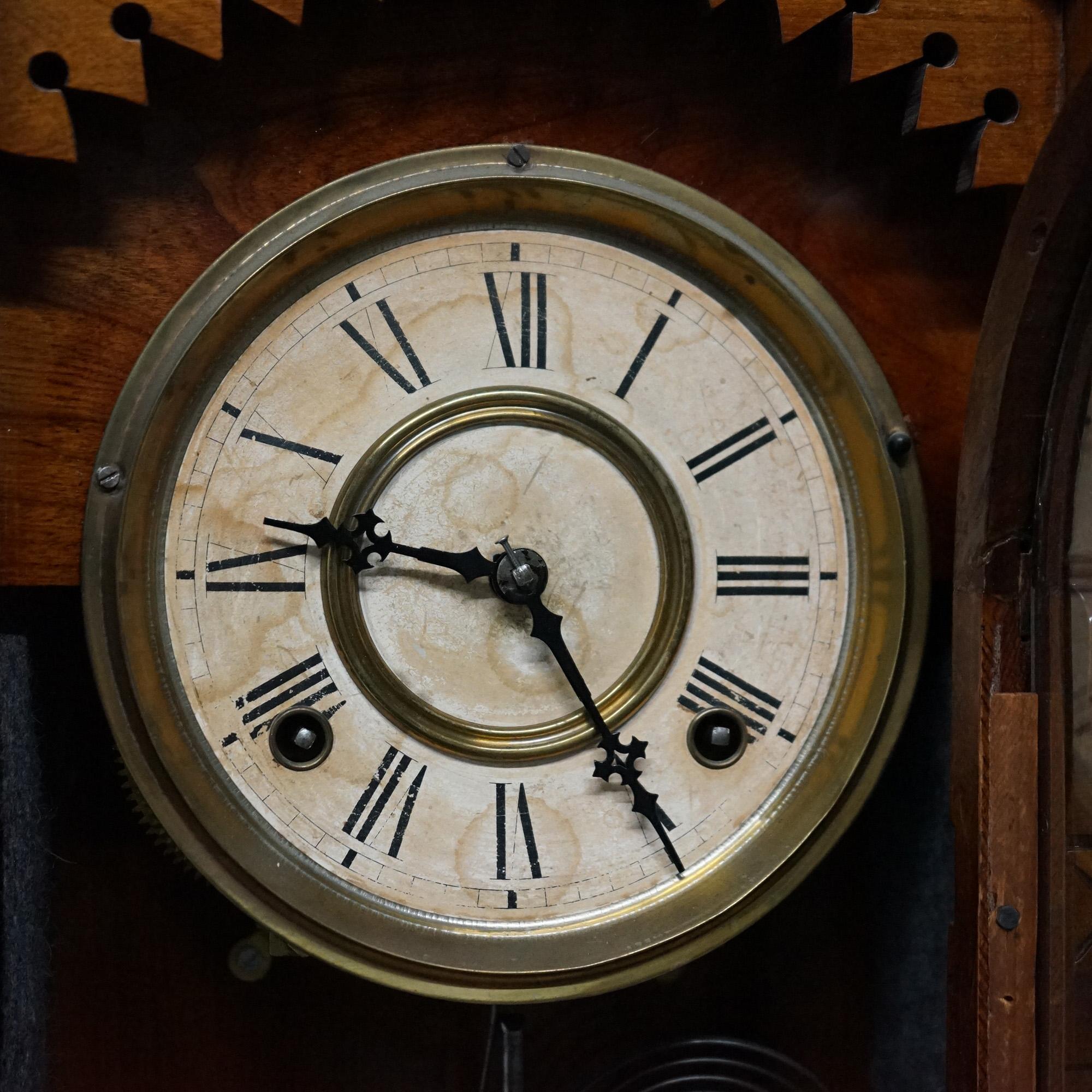 Antique F. Kroeber Wall Regulator Clock with Incised & Carved Elements C1890 6