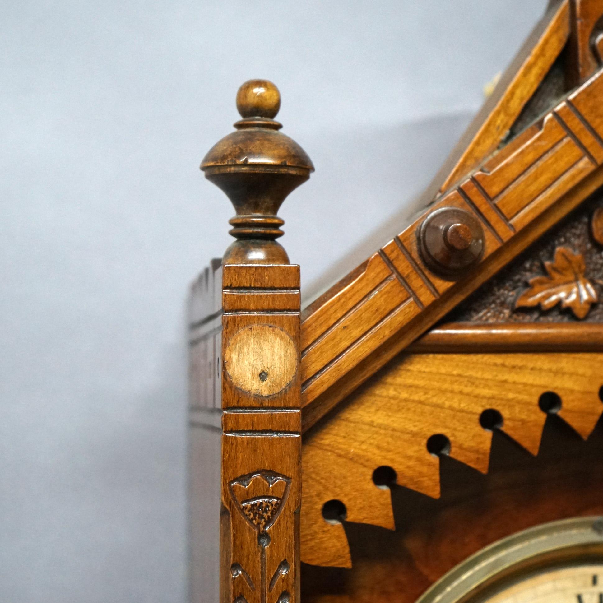 Antique F. Kroeber Wall Regulator Clock with Incised & Carved Elements C1890 8