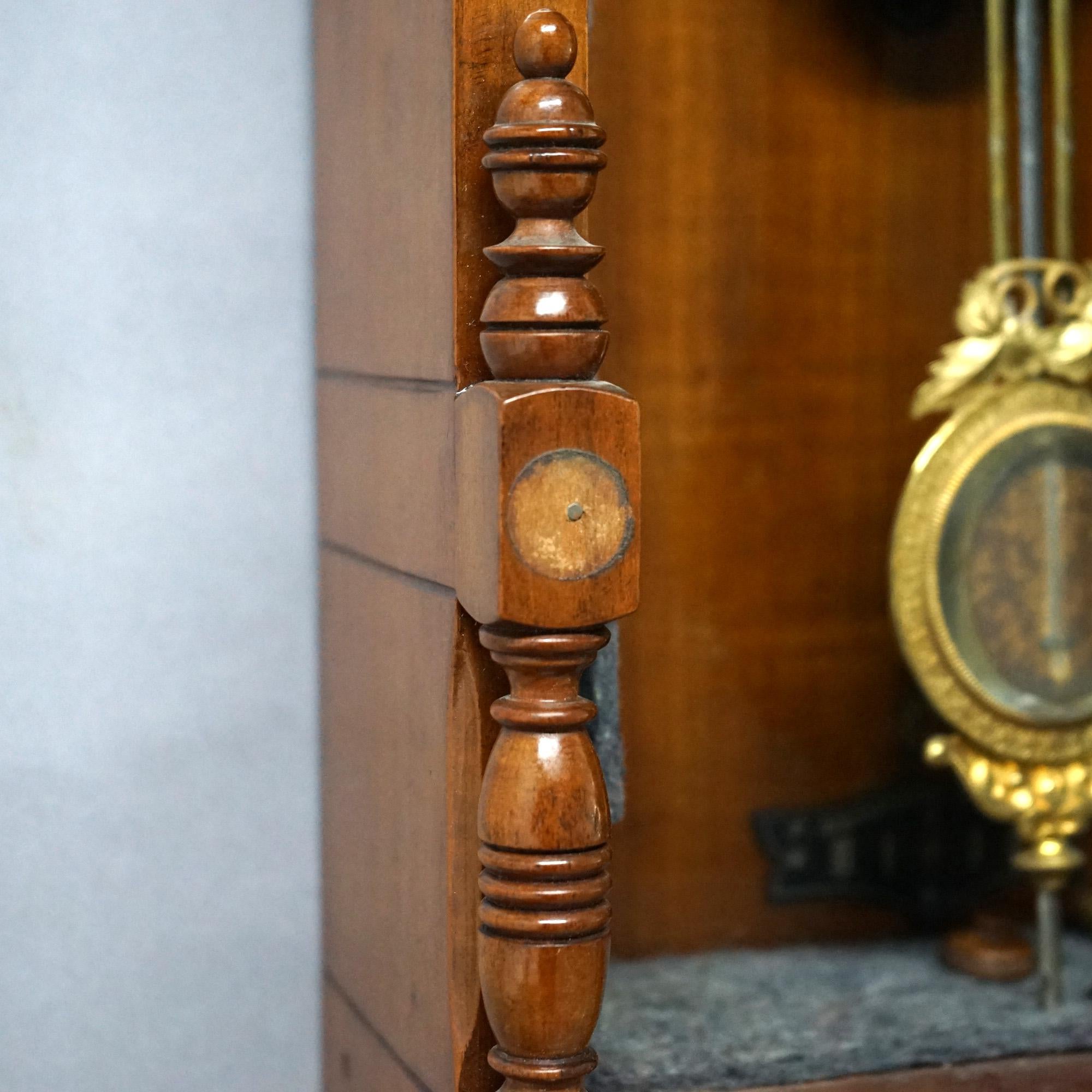 Antique F. Kroeber Wall Regulator Clock with Incised & Carved Elements C1890 9