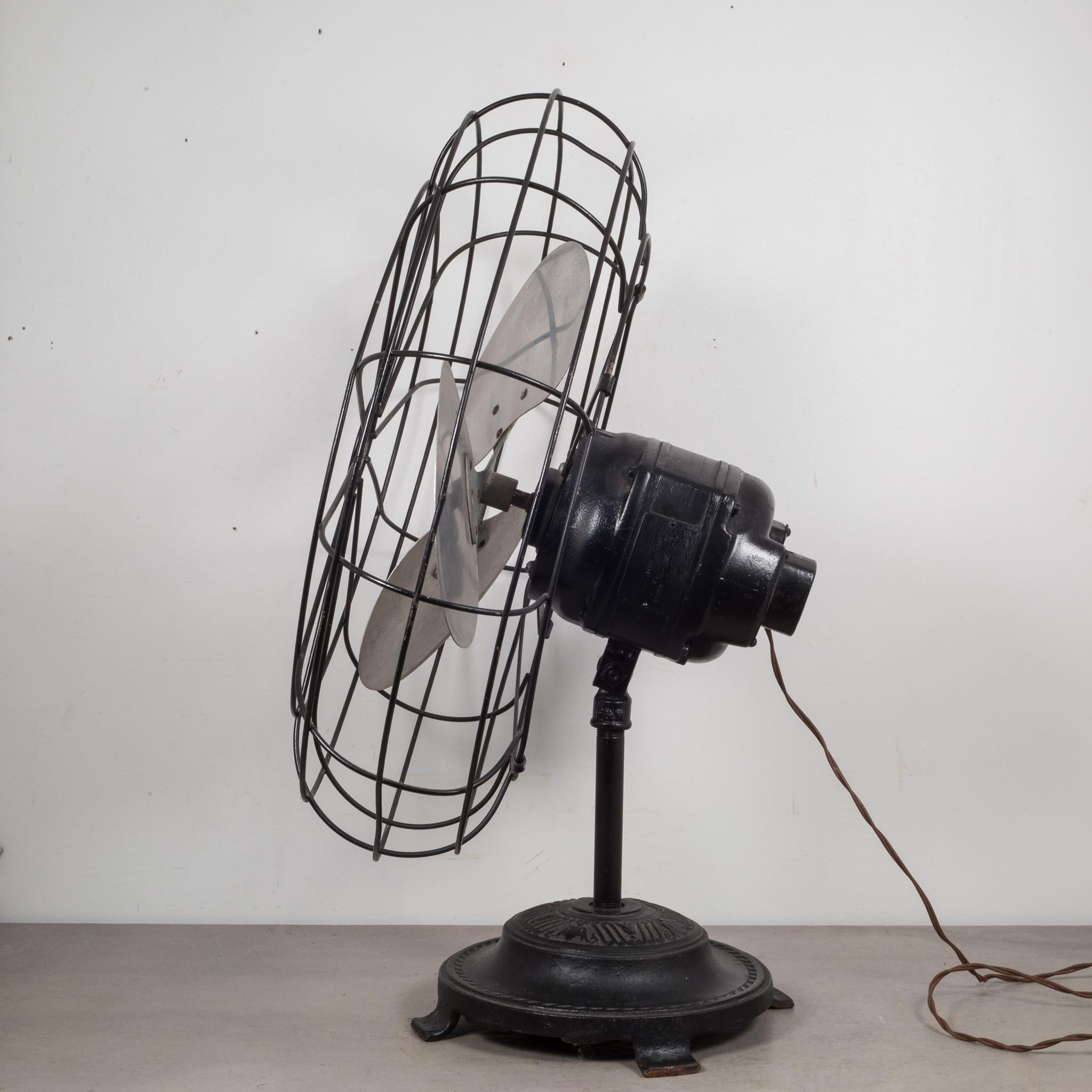 Industrial Large Antique F & M Cast Iron Fan, circa 1930