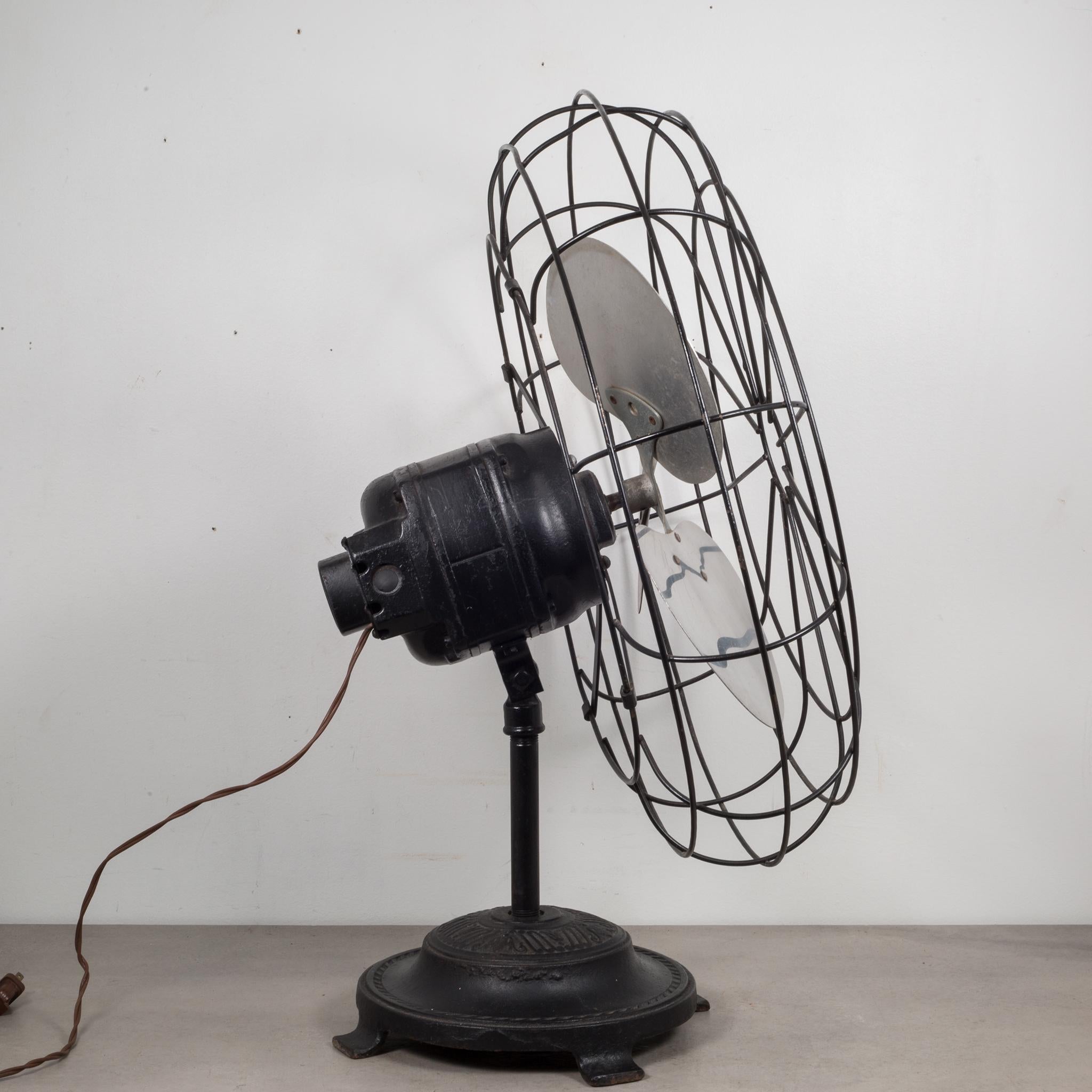 Large Antique F & M Cast Iron Fan, circa 1930 In Good Condition In San Francisco, CA