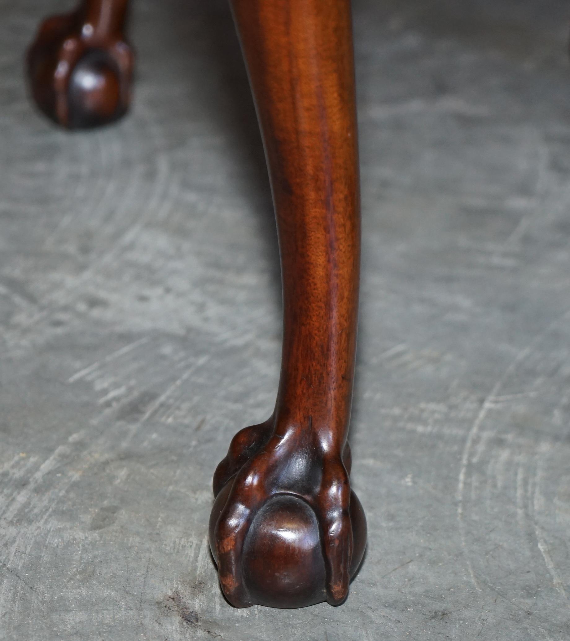 Antique F Parker & Sons Ltd Claw & Ball Chesterfield Brown Leather Bench Stool 7