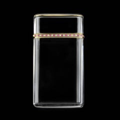 Antique Fabergé Rock Crystal Diamond Ruby Gold Carved Case in Original Box