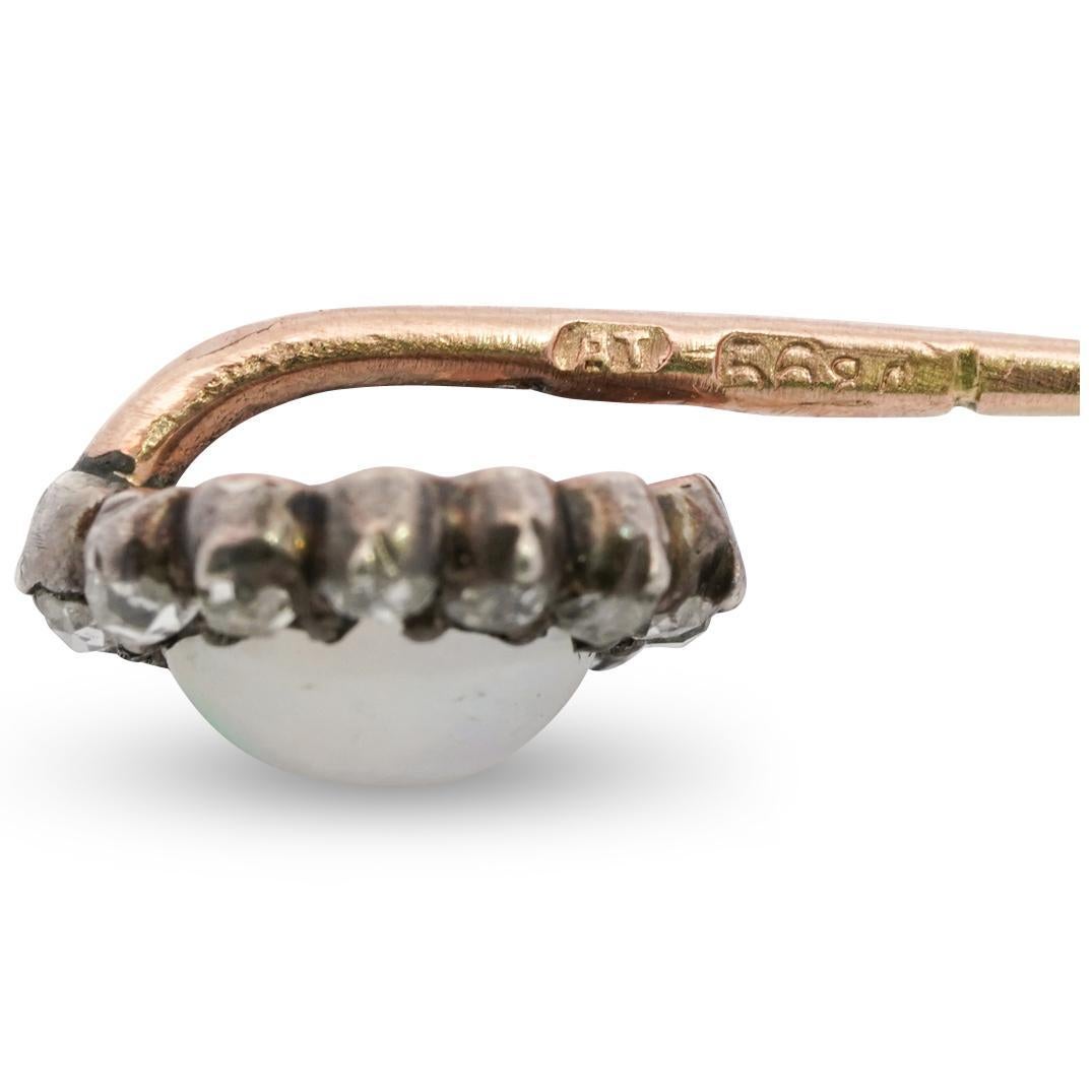 Antique Fabergé 14K Gold Opal and Diamond Stick Pin 1899–1905 1