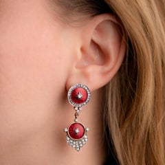 Antique Faberge Enamel & Diamond Earrings Circa 1899-1903