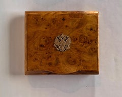 Romanov Crest Birch Wood Cigarette Case, Fabergé Style