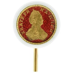 Antique Fabergé Imperial Russian 14 Karat Gold Guilloché Enamel tie or Stick Pin